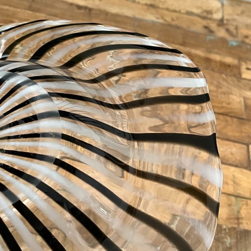 Dino Martens Murano Art Glass Freeform Bowl Mezza Filigrana Bianco Nero - Picture 12 of 16